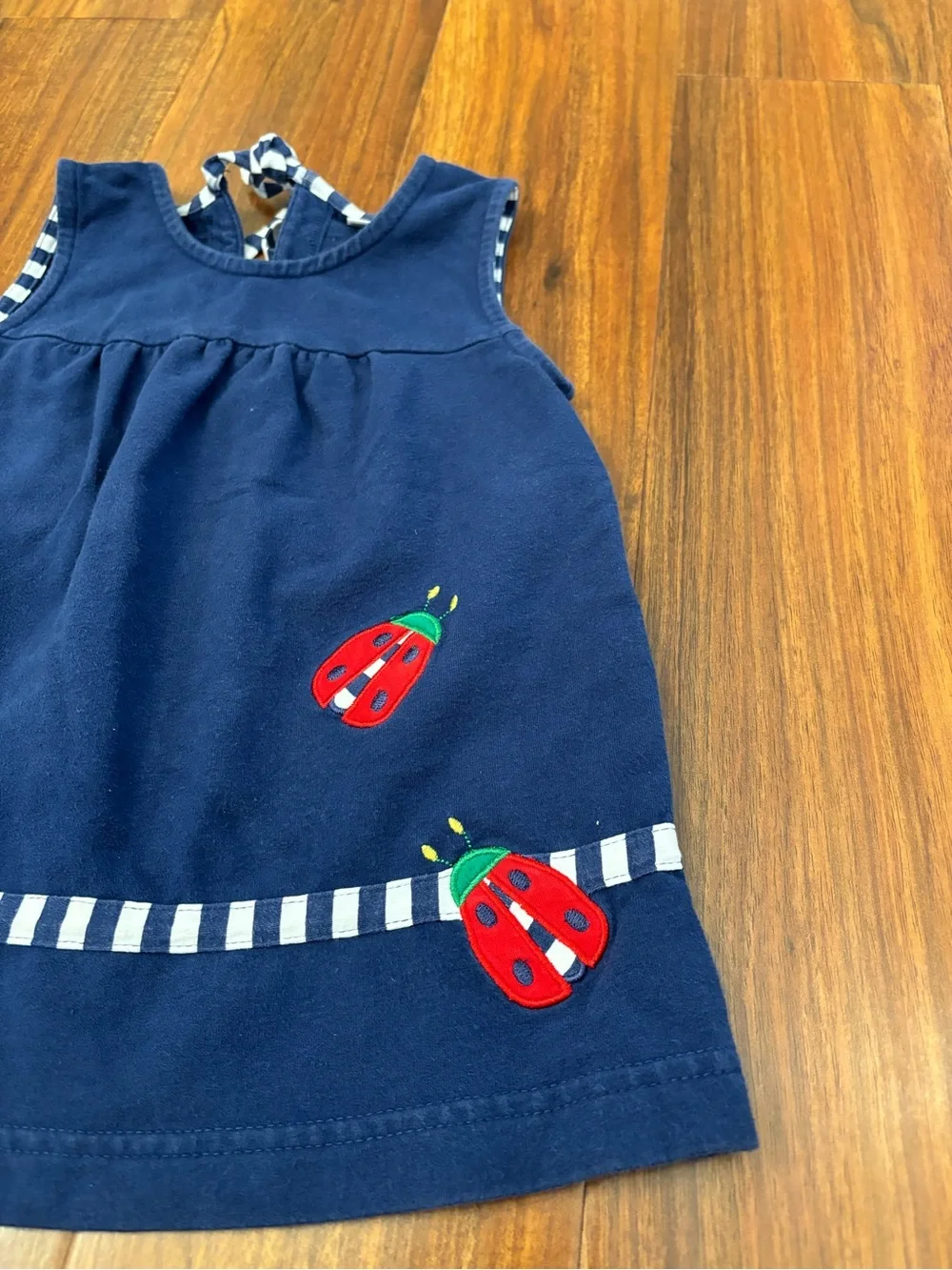 Florence Eiseman Navy Embroidered Ladybug Sleeveless Dress